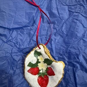 Hand-made Strawberry Ornament with Gold Edge